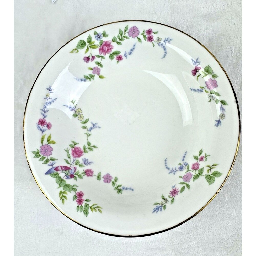 Fukagawa 4 RIM SOUP BOWLS Imperial Bone China, Gold Trim, Japan 7 1/2"